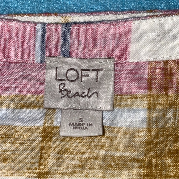 LOFT BEACH tulip style back button snap closure tank plaid soft NEW size S - Picture 8 of 11